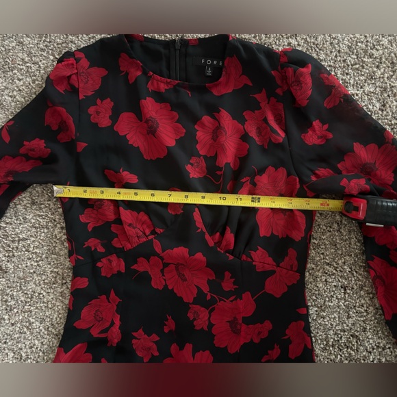 FORE Women’s Black Red Midi Dress. Size S. Floral Poppy Print. Lined. Gorgeous! - Picture 7 of 14